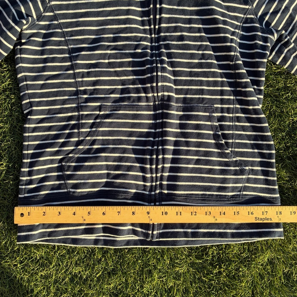 LL Bean Womens Size Small Black White Striped Full Zip Sweatshirt Jacket - Picture 5 of 6